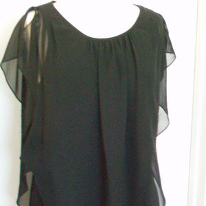 ABG XL Black Sheer Overlay Tank Sleeveless Blouse